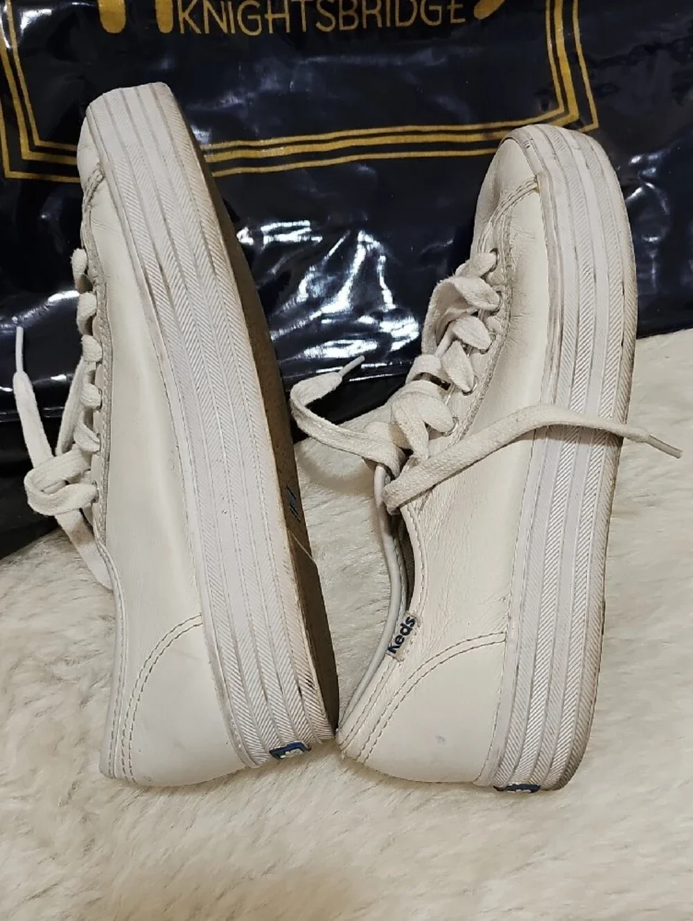Keds Women’s White Platform Leather Sneakers
